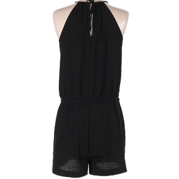 LOFT Black Halter Eyelet Neck with Tie Waist Romper Size M - Picture 2 of 15